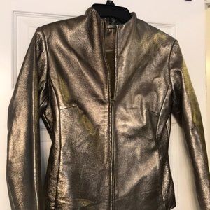 Super Shiny Gold Leather Jacket